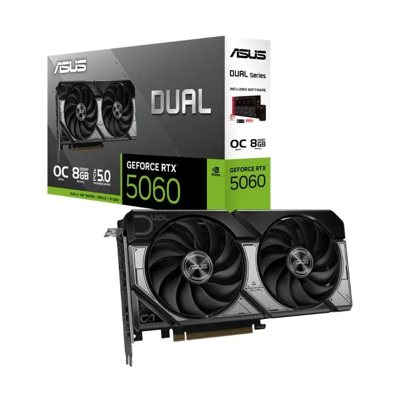 ASUS Dual GeForce RTX 5060 OC Edition 8GB GDDR7 Graphics Card - أسود