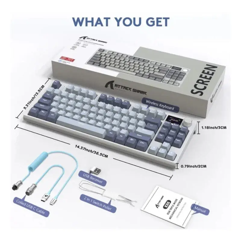 ATTACK SHARK K86 RGB لاسلكي لوحة مفاتيح ألعاب ميكانيكية - أرجواني فاتح أزرق