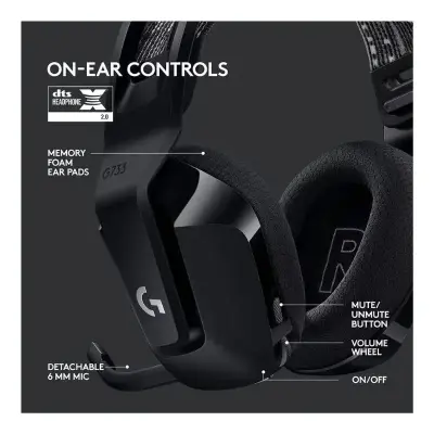 Logitech G733 LIGHTSPEED لاسلكي RGB سماعة رأس للألعاب – أسود