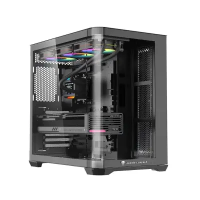 Jungle Leopard AC-01 ميد تاور ATX كيسة ألعاب (بدون مراوح) – أسود